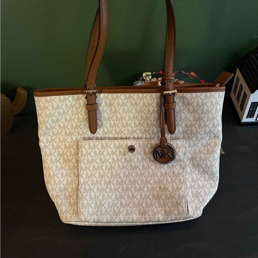 Michael Kors Tan and Brown Signature Tote